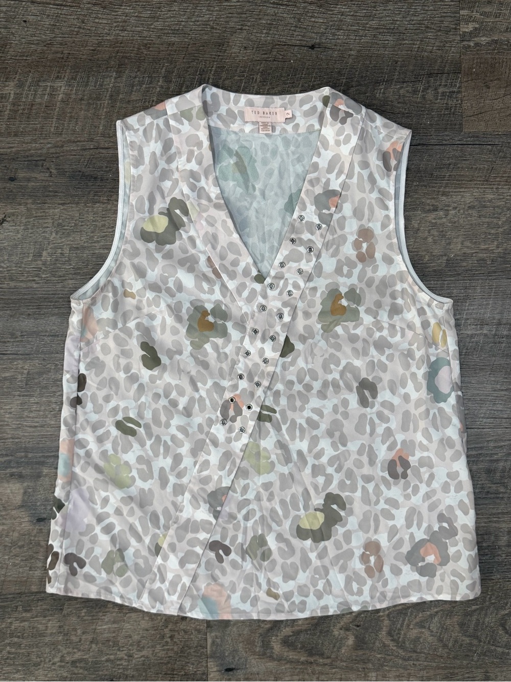 Ted Baker floral Animal Print Sleeveless V-Neck Top